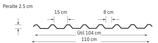 Sección del perfil T-45: lámina rectangular.